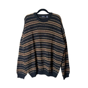 Vtg 90s Arrow Striped Sweater XL Neutral Speckled Slouchy Grandpa Grunge Punk